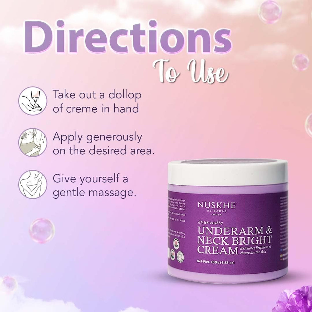 Nuskhe By Paras Underarm and Neck Bright Cream For Men & Women - 100 gms