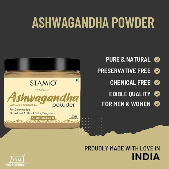 Stamio Ashwagandha Powder - 100 gms