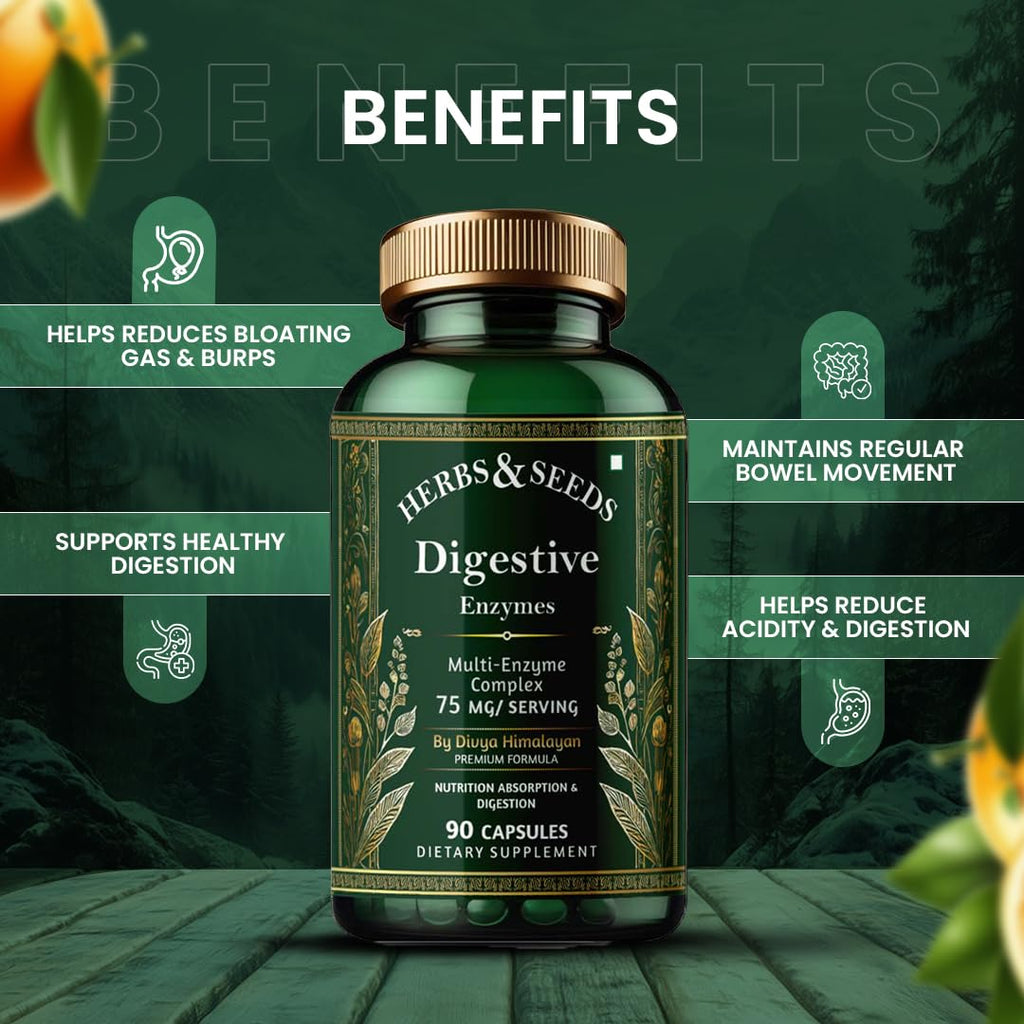 Simply Herbal Digestive Enzyme Capsules - For Better Digestive Function, Healthy Gut, & Health Management - 60 Capsules - For Men & Women