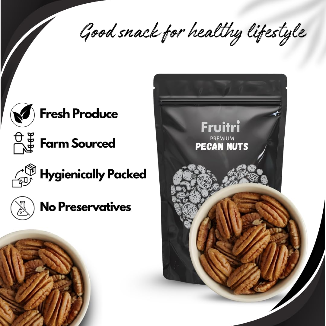 Fruitri American Pecan Nuts �100g, Raw & Fresh | Natural, Keto & Paleo Friendly Snack Nuts and Dry Fruits