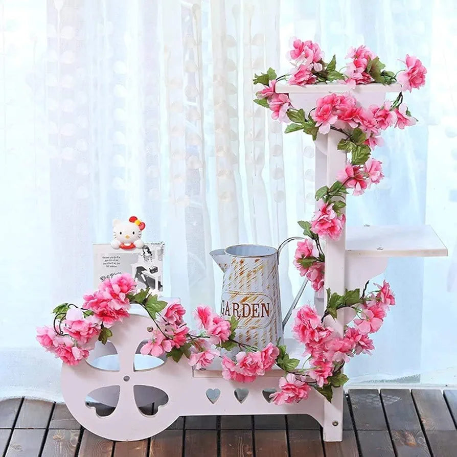 Artificial Cherry Blossom Rattan Flowers Vine Dark Pink