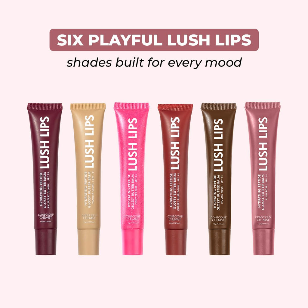 Conscious ChemistÂ® Peptide Lip Balm SPF15 - Plum Rose | 24 hr Hydration & Moisturizing Lip Balm for Dark & Pigmented Lips | Sun Protection | Soothes Dry Lips & Repair Moisture Barrier - 15g, Mauve