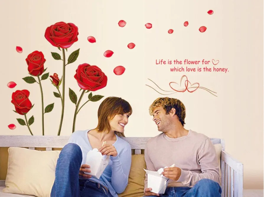 Decals Design Romantic Rose Flowers Wall Sticker