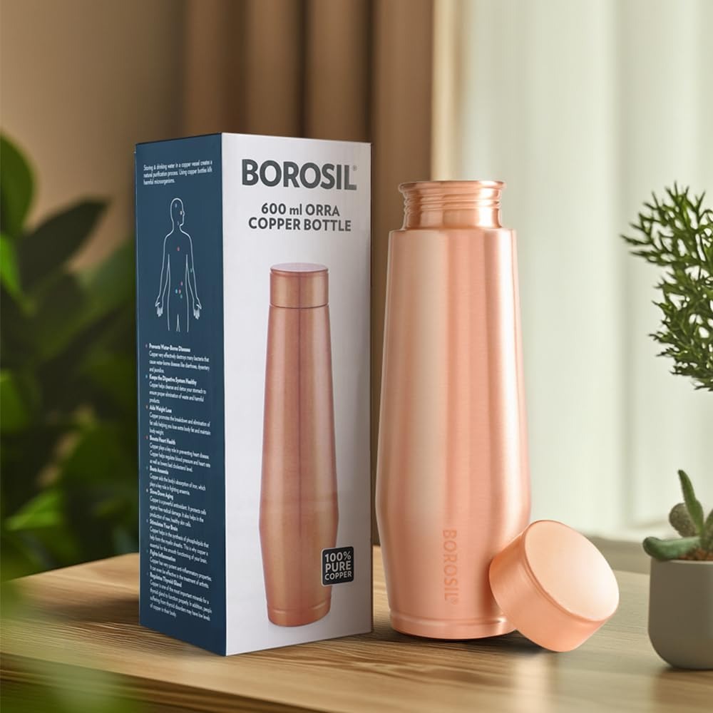 Borosil Orra Plain Copper Bottle 600ml