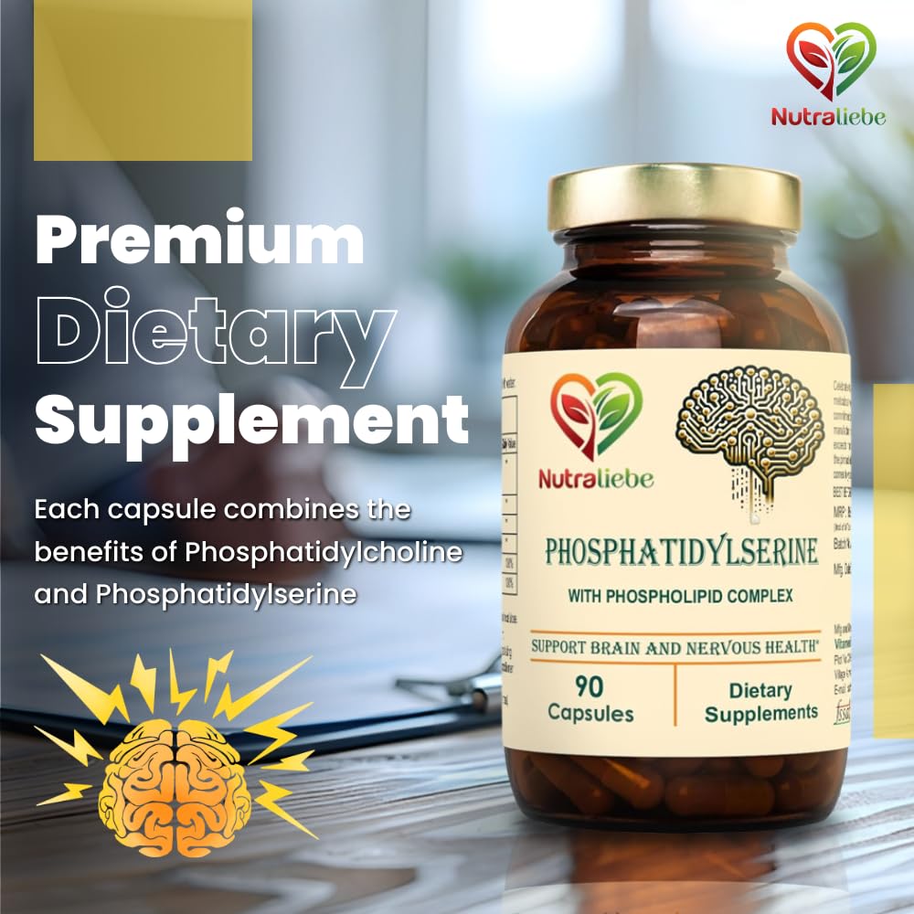 Nutraliebe Phosphatidylcholine & Phosphatidylserine Complex - Brain & Cognitive Support with Vitamin B12 & B6, 90 Capsules