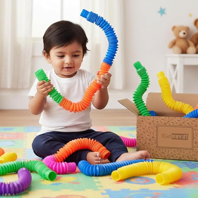 Kids Mandi Pop Tubes Sensory Fidget Toys for Stress Relief Bend Stretch & Connect