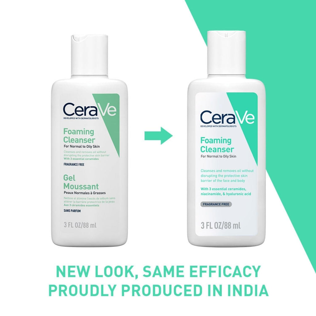 CeraVe Foaming Cleanser For Normal To Oily Skin (88ml) - Dermatologist-Developed Facewash | Non-Comedogenic And Fragrance-Free Cleansers For Acne-Prone Skin
