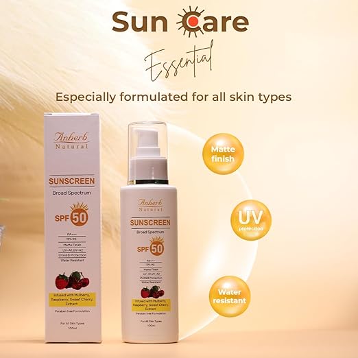 Anherb Natural SPF 50 Sunscreen Lotion UVA + UVB Protection - 100 ml