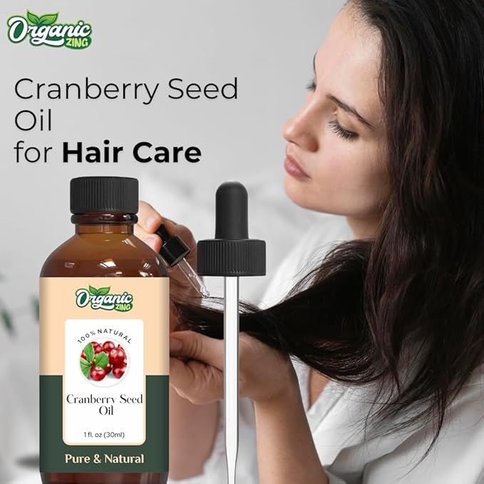 Organic Zing Cranberry Seed (Vaccinium Subg. Oxycoccus) Oil | Carrier Oil for Skincare, Hair Care & Massage- 30 Ml