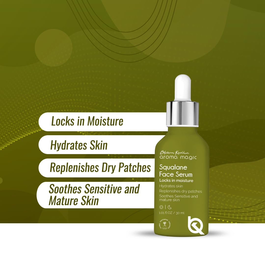 Aroma Magic Squalane Lightweight Face Serum | For Skin Hydration, Provides light Moisturization & Reduces Fine Lines, Restore Dry Patches| 30 ml (Pack of 1)