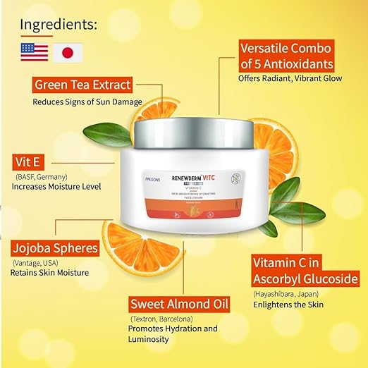 Renewderm Vit C Face Cream with 5 Antioxidants Vitamin C Vitamin A and E - 40 gms