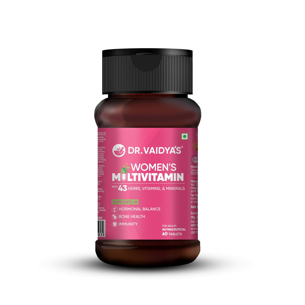 Dr. Vaidyaâ€™s Multivitamin for Women | Natural Multivitamin Enriched with Ayurvedic Herbs like Shatavari | Goodness of Calcium and Vitamin D3 tablets, Magnesium supplement, Vitamin B12 supplements & Herbal Extracts | (60 tablets) Pack of 1