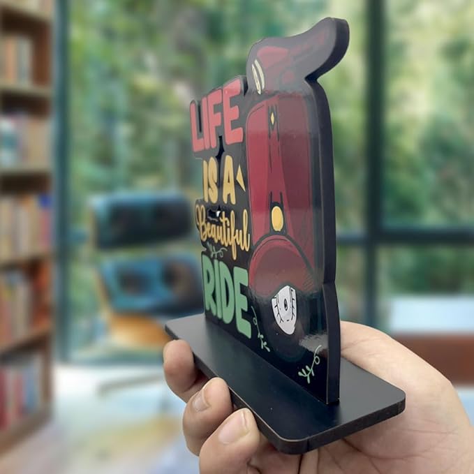 Art Vibes Wooden Idols and Figurine Life is a Beautiful Ride Quotes Table Decor for Office Desk Showpiece