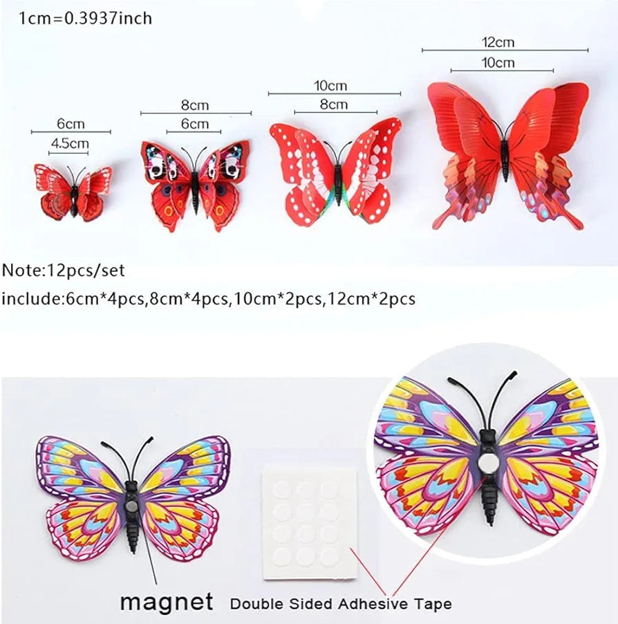 Jaamso Royals Light Pink 3d Magnet Butterfly Stickers -self-adhesive