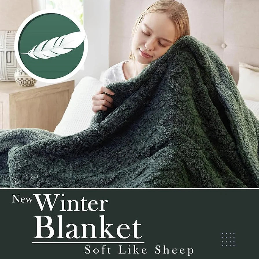 Homekart Flannel with Sherpa Luxurious Super Soft Reversible Double Bed Blanket for Winter 500GSM Blanket Quilt Rajaai Color Bottle Green