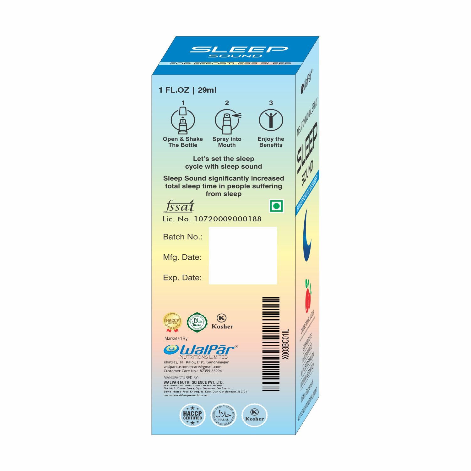WALPAR Sound Sleep Melatonin Oral Spray for effortless sleep Cranberry Flavour 30 ml, 70 grams