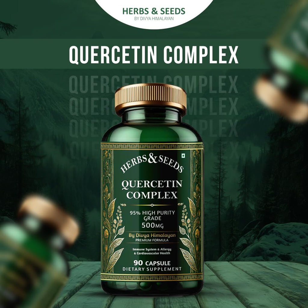 HERBS & SEEDS Quercetin Complex 500mg Supplement â€“ Vegan with Bioflavonoids for Immune, Respiratory & Heart Support â€“ Gluten, Dairy, Soy Free â€“ 60 Capsules