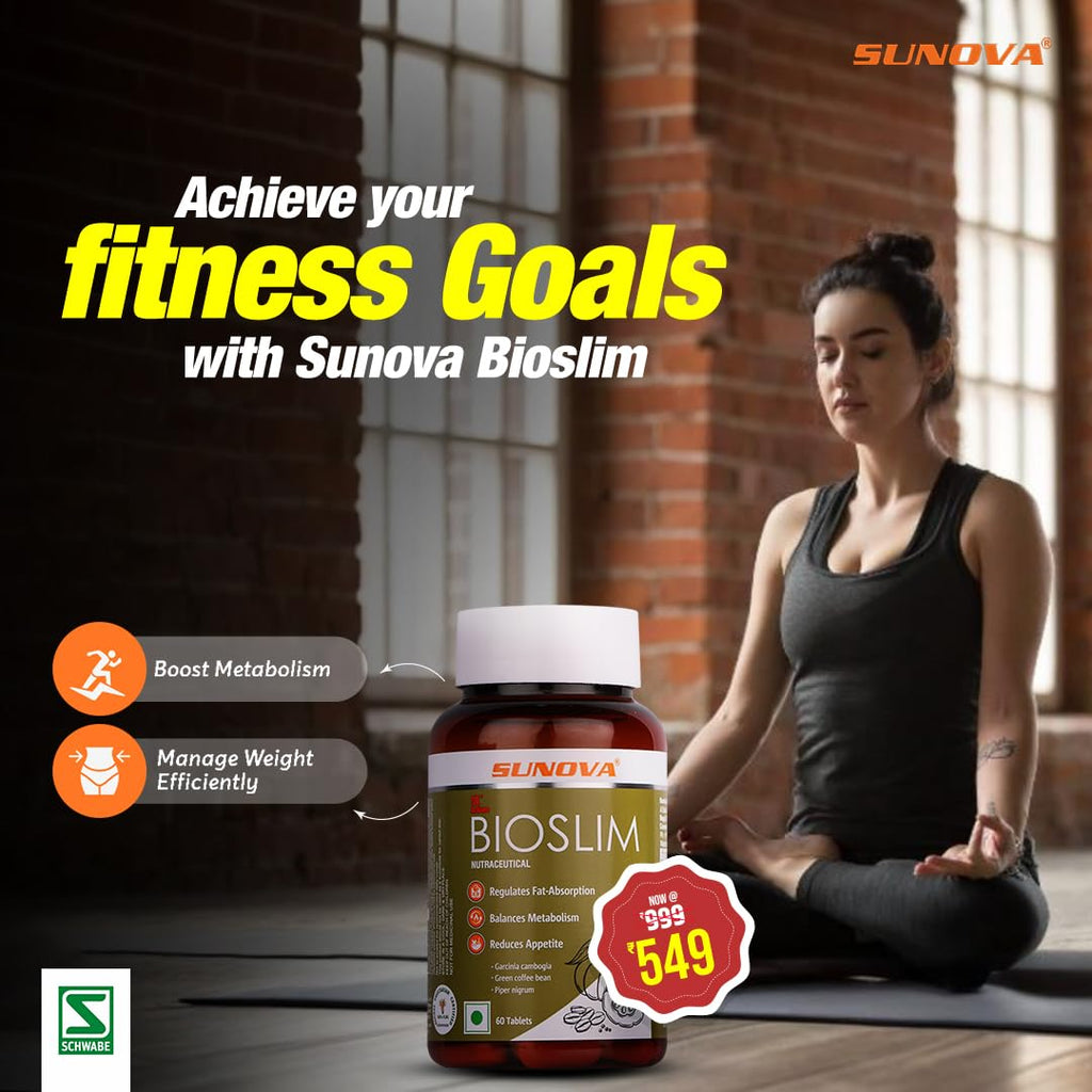 SUNOVA Bioslim Fat Burner Capsules â€“ Organic Weight Management Formula Made of Garcinia Cambogia and Green Coffee Bean Extracts 60 Tablets (Pack of 1)
