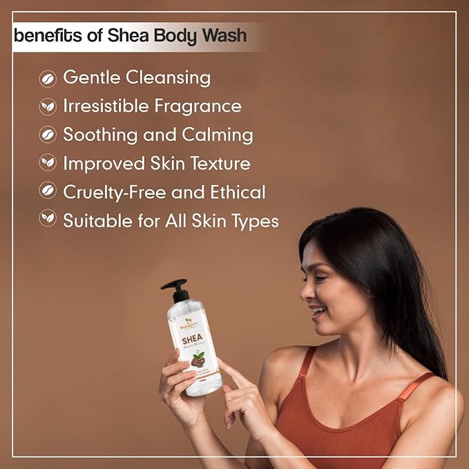 Prasatti Herbal Organic Shea Butter and Argan Oil Body Wash for Nourishing Hydration for Soft, Smooth, and Clear Skin | 250 Ml