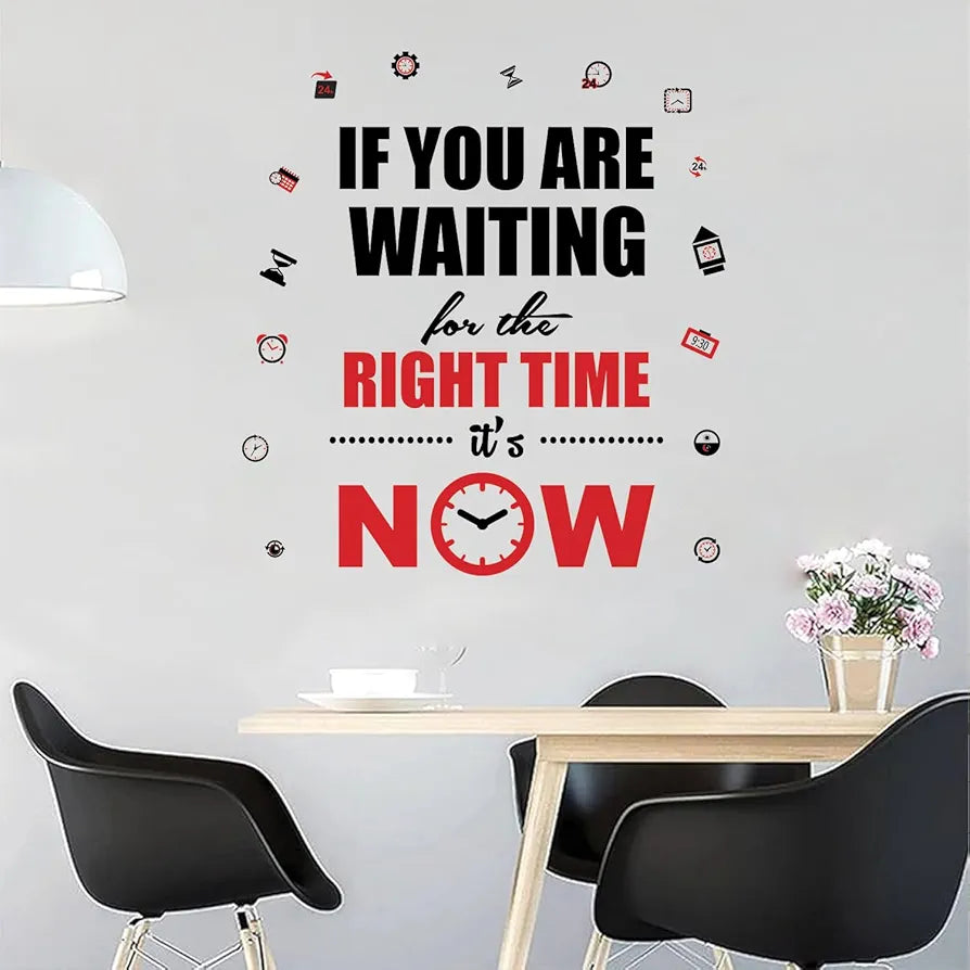 StickMe The Right Time is Now Motivational Quote Wall Sticker Vinyl Decal Multicolour Self Adhesive (Large - 160 x 150 cm)