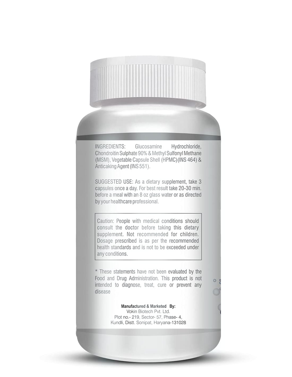 Vokin Biotech Glucosamine 1000mg, MSM 500mg & Chondroitin 500mg Support Joint Pain & Joint Strength 90 Capsules (Glucosamine)