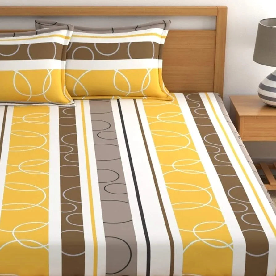 Dreamscape Microfiber Wrinkle & Fade Resistant Double Bedsheet With 2 Pillow Covers 140 TC Imperial Yellow