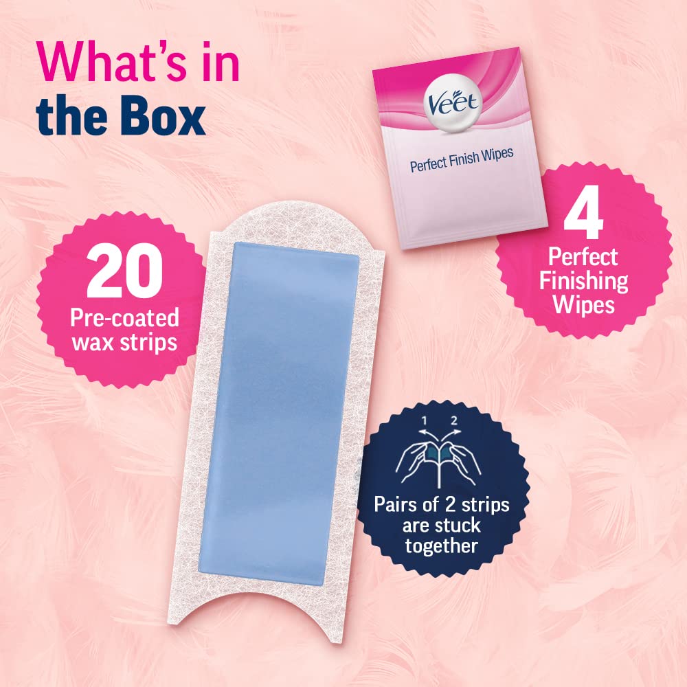 Veet Professional Waxing Strips For Sensitive Skin - 20 Strips (Pack of 3)