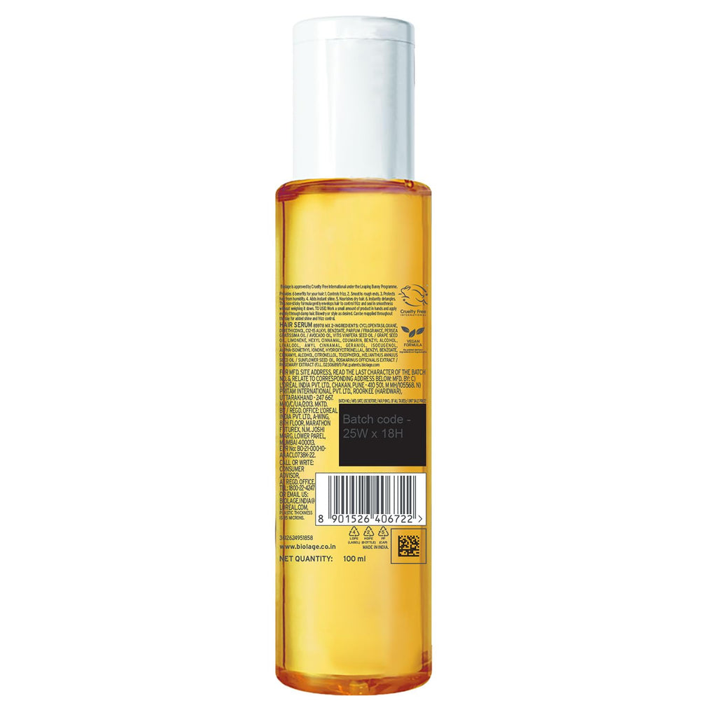 Biolage Smooth Proof 6-in-1 Hair Serum for Deep Smoothening and Frizzy Hair with Avocado and Grape Seed Oil for 72HR Frizz Control for Women and Men Vegan and Cruelty-Free