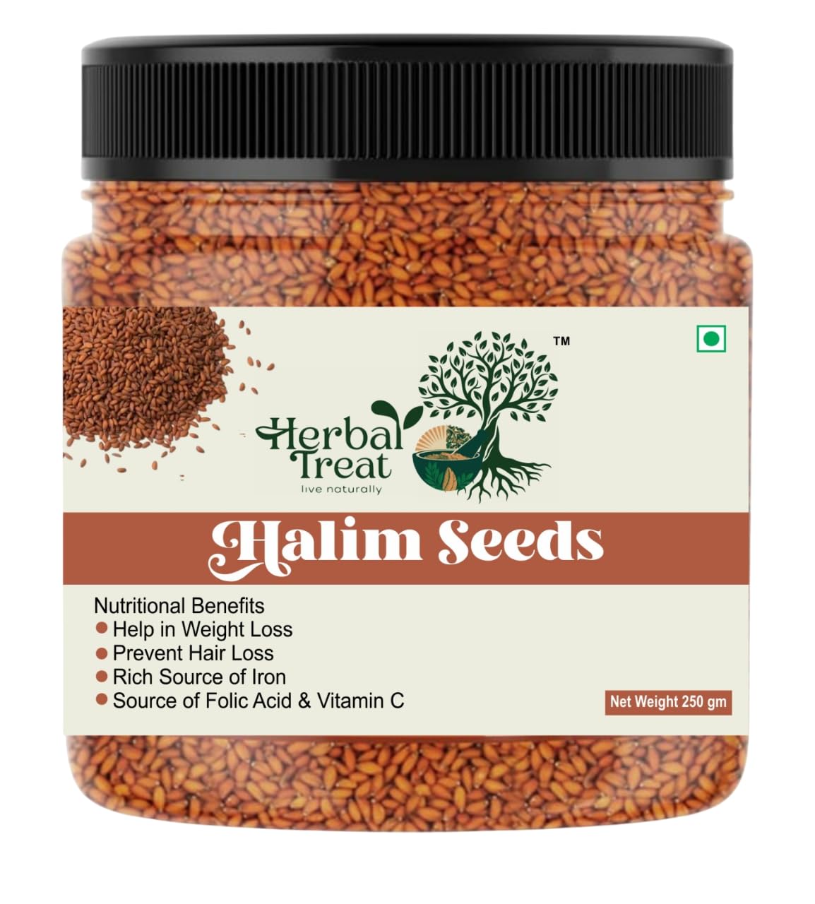 Herbal Treat Halim Seeds 350g | Raw Garden Cress Aliv Seeds for Eating | Iron-Rich Superfood, Supports Digestion & Weight Management | Haleem Seed | Asaliya Seeds Used in Cooking, Baking, Smoothies and Other Beverages