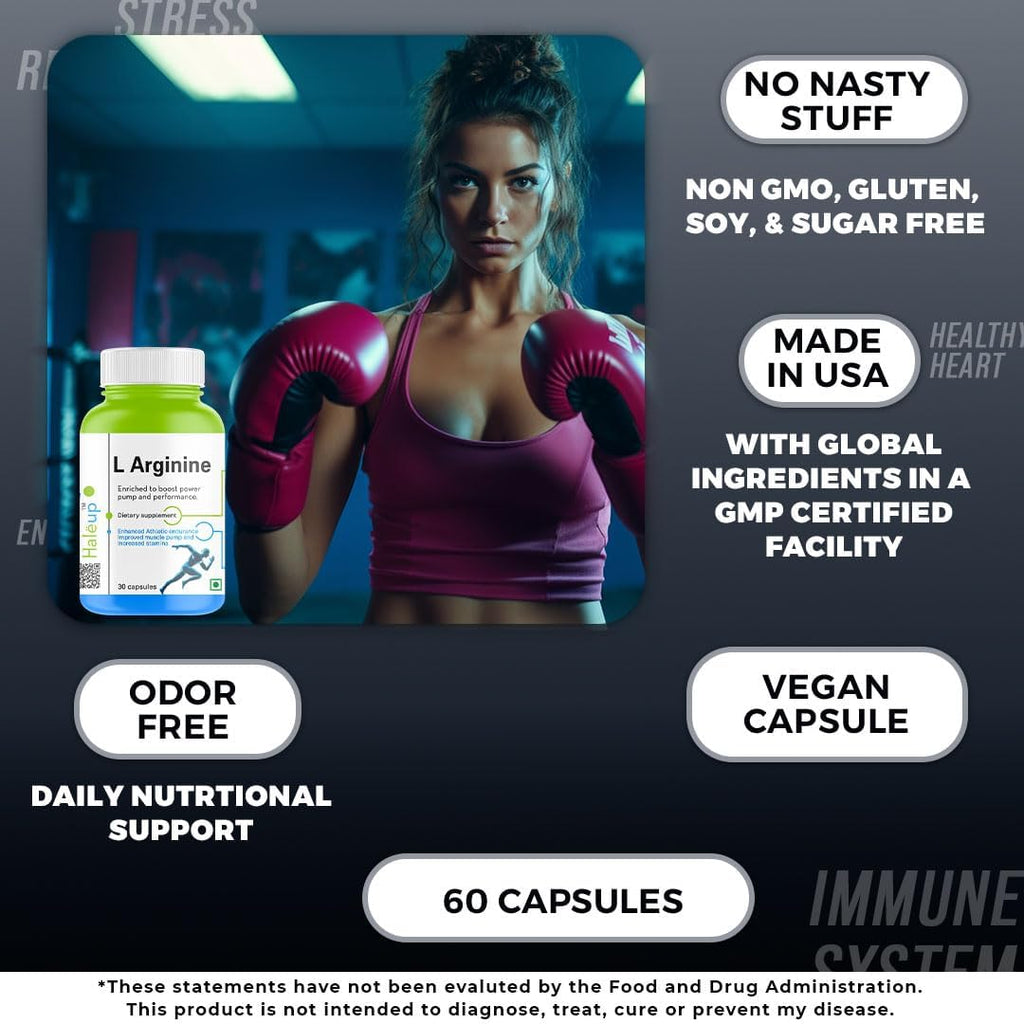 Haleup L-Arginine 1000 mg Veg Capsules (Pack of 1 (60 Caps))