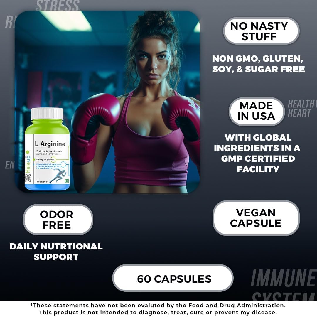 Haleup L-Arginine 1000 mg Veg Capsules (Pack of 1 (60 Caps))