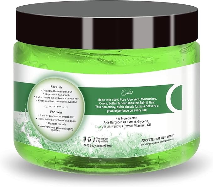 Korus Essential Aloe Vera Gel with Cucumber and Vitamin E for Skin and Hair - 200 gms