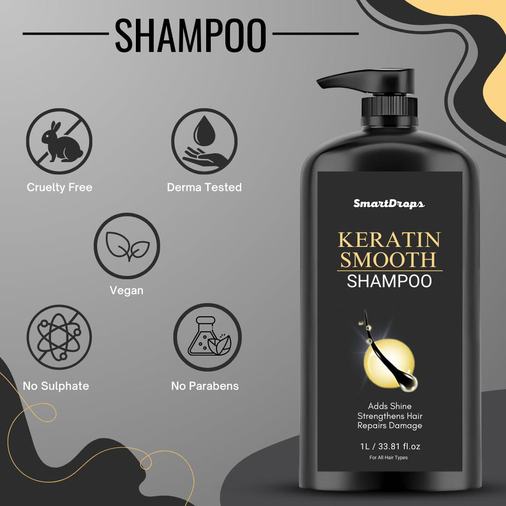 Smartdrops Shampoo 1 Litre for Frizzy & Dry Hair | Dandruff Care & Hair Fall Control Shampoo | Women’s Hair Shampoo | Pack of 1