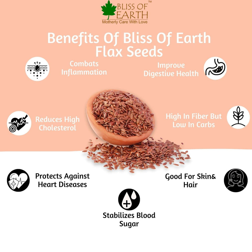 Bliss of Earth Organic Flax Seeds, 600g Pack, Raw Whole Flaxseed for Cooking and Baking, High in Omega-3 Fatty Acids, Gluten-Free, Non-GMO, Rich Source of Fiber and Protein, Superfood for Health