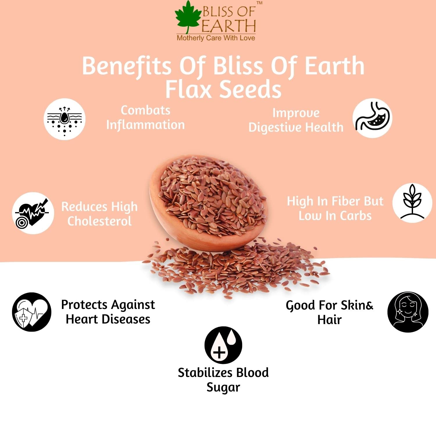 Bliss of Earth Organic Flax Seeds, 600g Pack, Raw Whole Flaxseed for Cooking and Baking, High in Omega-3 Fatty Acids, Gluten-Free, Non-GMO, Rich Source of Fiber and Protein, Superfood for Health
