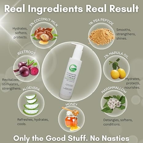 Greenviv 3% Coconut Milk + 1% Pea Peptide + 2% Marula Oil Hydrating & Nourishing Hair Conditioner - 200 ml
