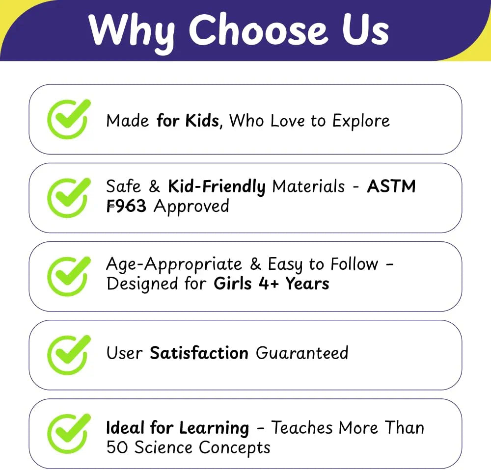 PW Girls Science Kit: 50+ Science Experiments Kit Including DIY Nail Art, Personalised Jewellery Educational Toy for Kids 4+ Year Old