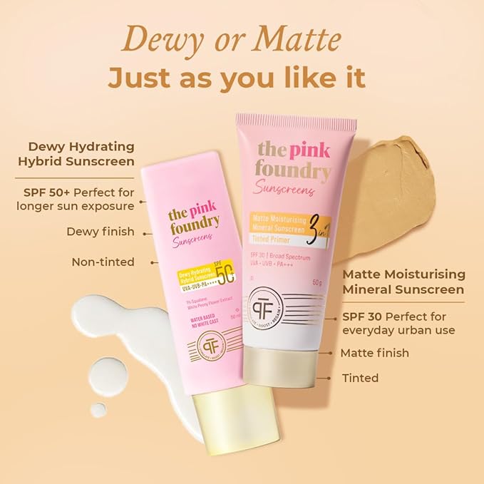 The Pink Foundry Dewy Hydrating Hybrid Sunscreen SPF 50+ | UVA UVB PA++++ | 50 Ml