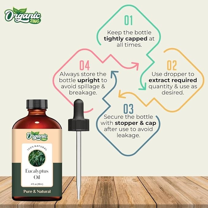 Organic Zing Eucalyptus (Eucalyptus Teriticornis) Oil | Essential Oil for Skincare, Aroma and Diffusers - 118 Ml