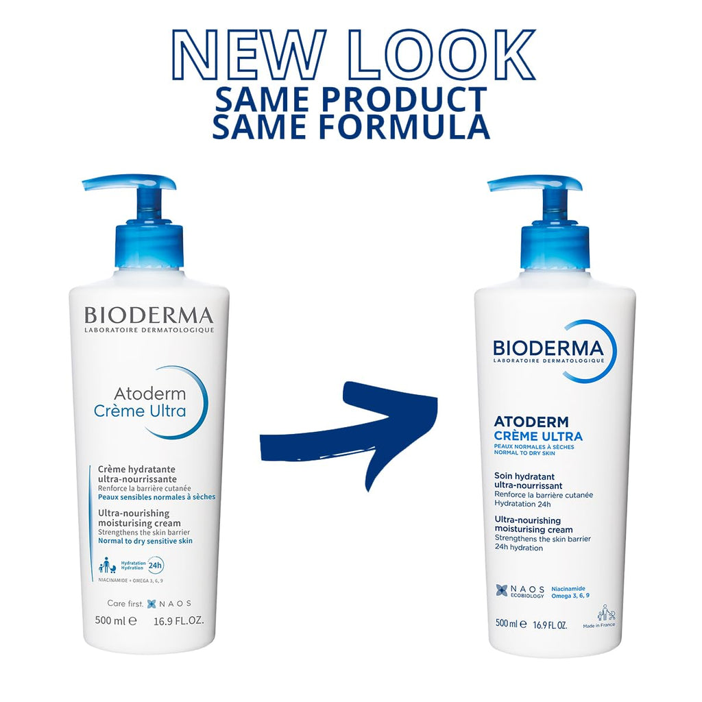 Bioderma Atoderm Creme Ultra-Nourishing - Moisturizer with Niacinamide | Boosts Hyaluronic Acid & Ceramides for Normal, Sensitive & Dry Skin for Face & Body