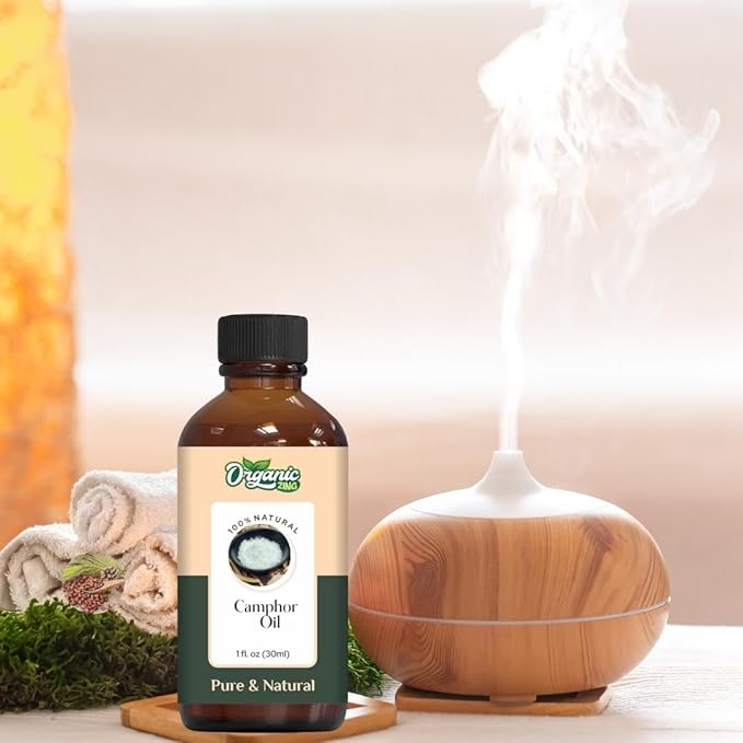Organic Zing Camphor Essential Oil for Skin, Face, Hair Care, Aromatherapy & Massage - 30 Ml