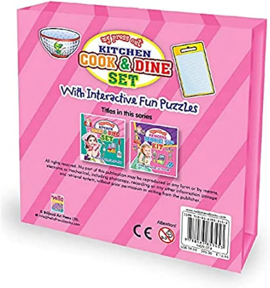 Hello Friend Kitchen Cook and Dine Tool Kit Set for Girl with Interactive Fun Puzzles of 5 Colourful Spreads, 4+ Yrs