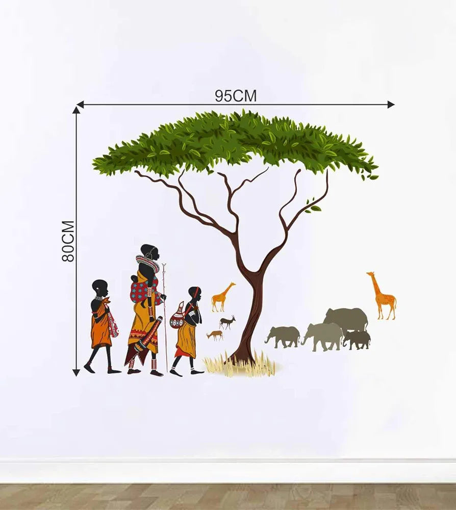Decal O Decal Vinyl African Jungle Life Story Wall Stickers Multicolour