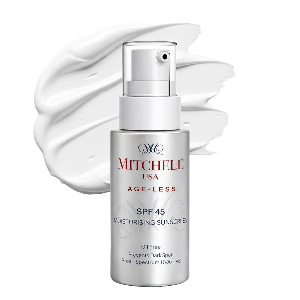 Mitchell USA Ageless Anti Aging Face Sunscreen SPF 45 | UVA/UVB Protect | Vitamin E, Carrot, Soyabean & Lotus Seed Extract | For All Skin Types of Men & Women | Alternative to Sunscreen SPF 50 | 50ml