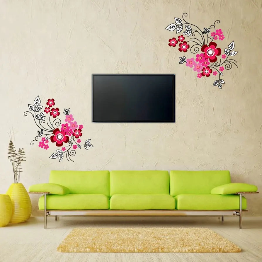 Rangoli PVC New Modern Art Aesthetic Flower Design Large Wall Sticker Size-50Cm*70Cm