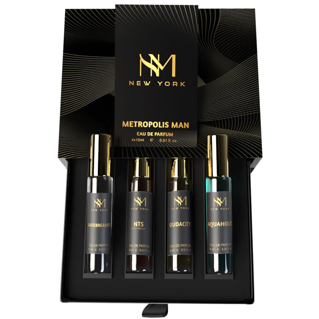 Nourish Mantra NM New York Metropolis Luxury Perfume Set Of 4 | Gift for man | long lasting perfume for man | luxury perfumes | Long Lasting EDP 15 ml Each