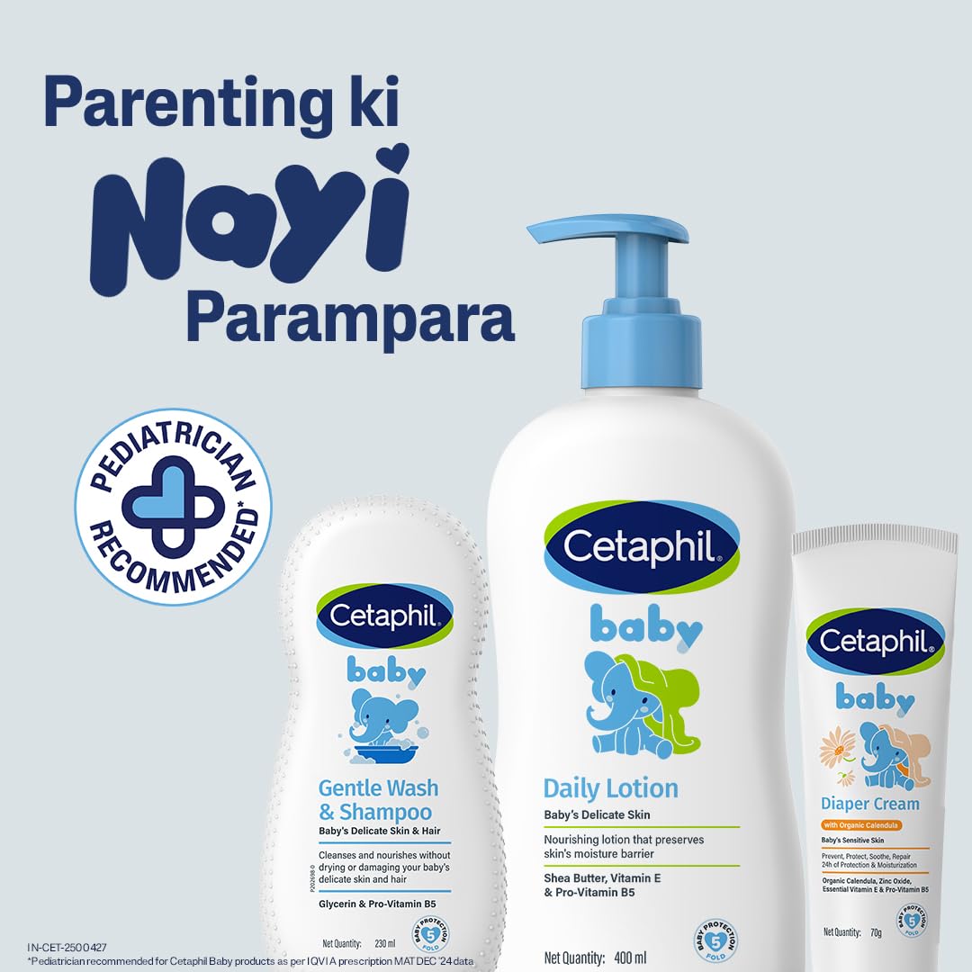 Cetaphil Baby Daily Lotion, Suitable for baby’s delicate skin, Shea Butter and Vit E, Dermatologist Tested and Pediatrician Recommended, 400 ml