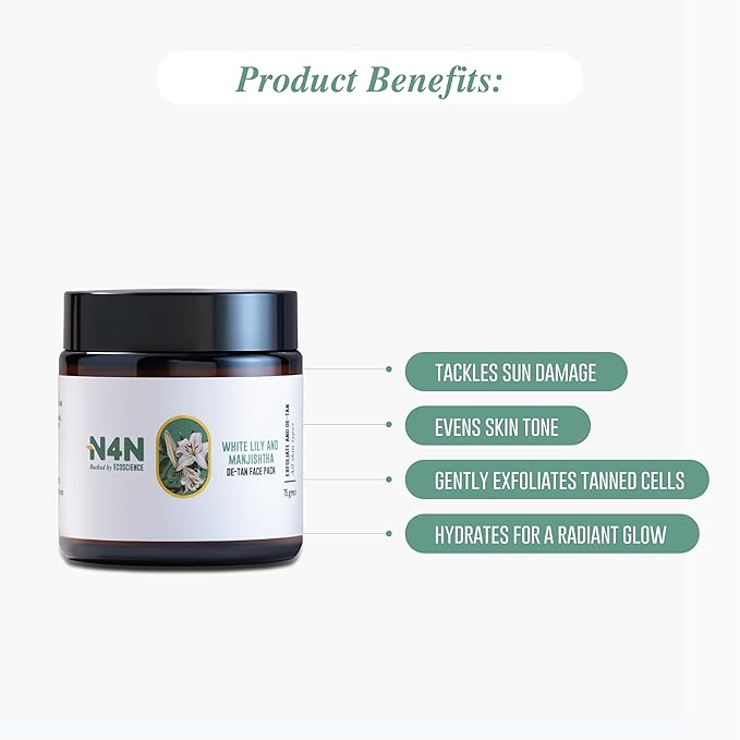 Nature4nature Quick De Tan Face Pack for Women and Men | With White Lily and Manjishtha - 75 Gms