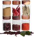 Femora Kitchen Storage Jars Borosilicate Glass With Wooden Lid Air Tight Jar | 550 Ml | Pack of 6 | Transparent