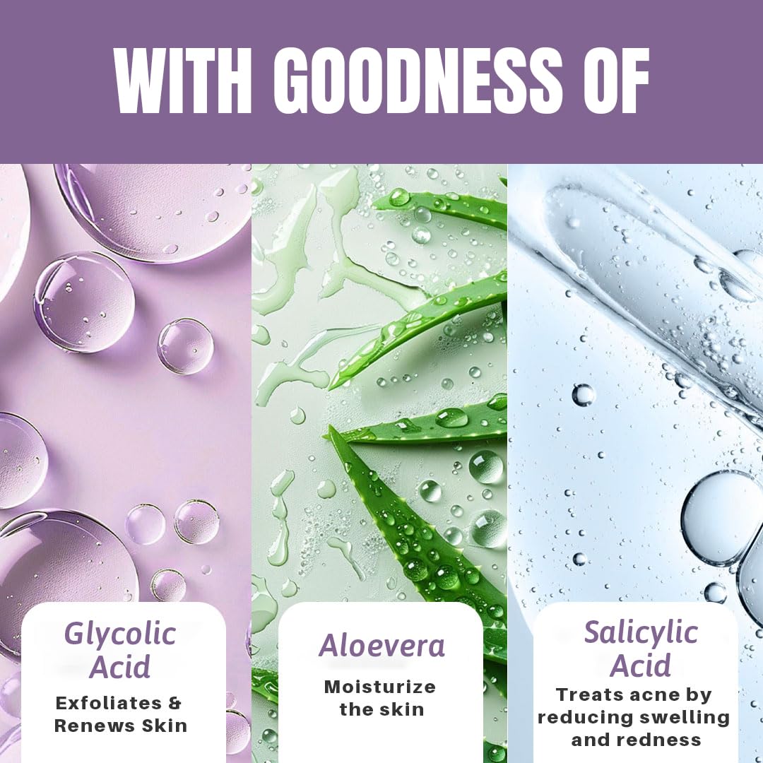 Glamveda Glycolic Acid & 0.05% ww Salicylic Acid Anti Acne face wash | For Oily & Acne Prone Skin | Oil balancing, Deep Cleansing | No Paraben, SLS | 100 ml